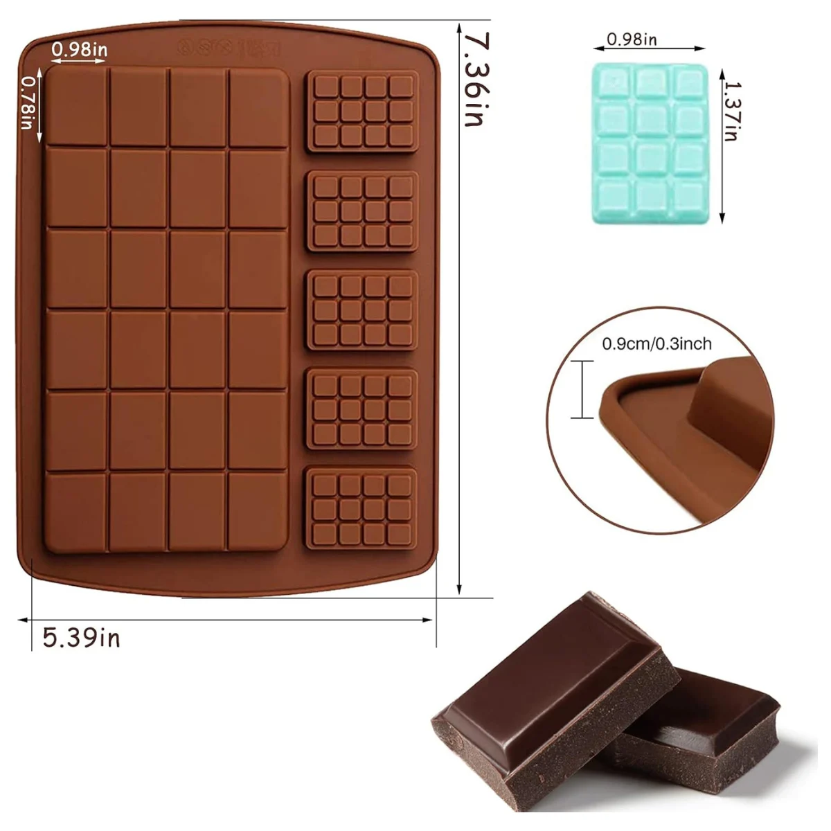 Moldes 29 Tabla+Cuadritos de Chocolate - Imagen 3