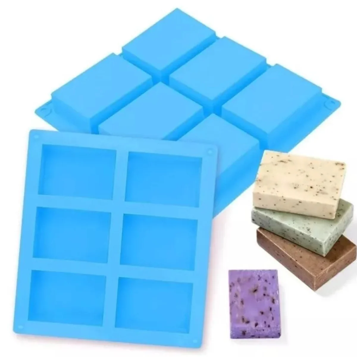 Molde rectangular de silicona con 6 espacios
