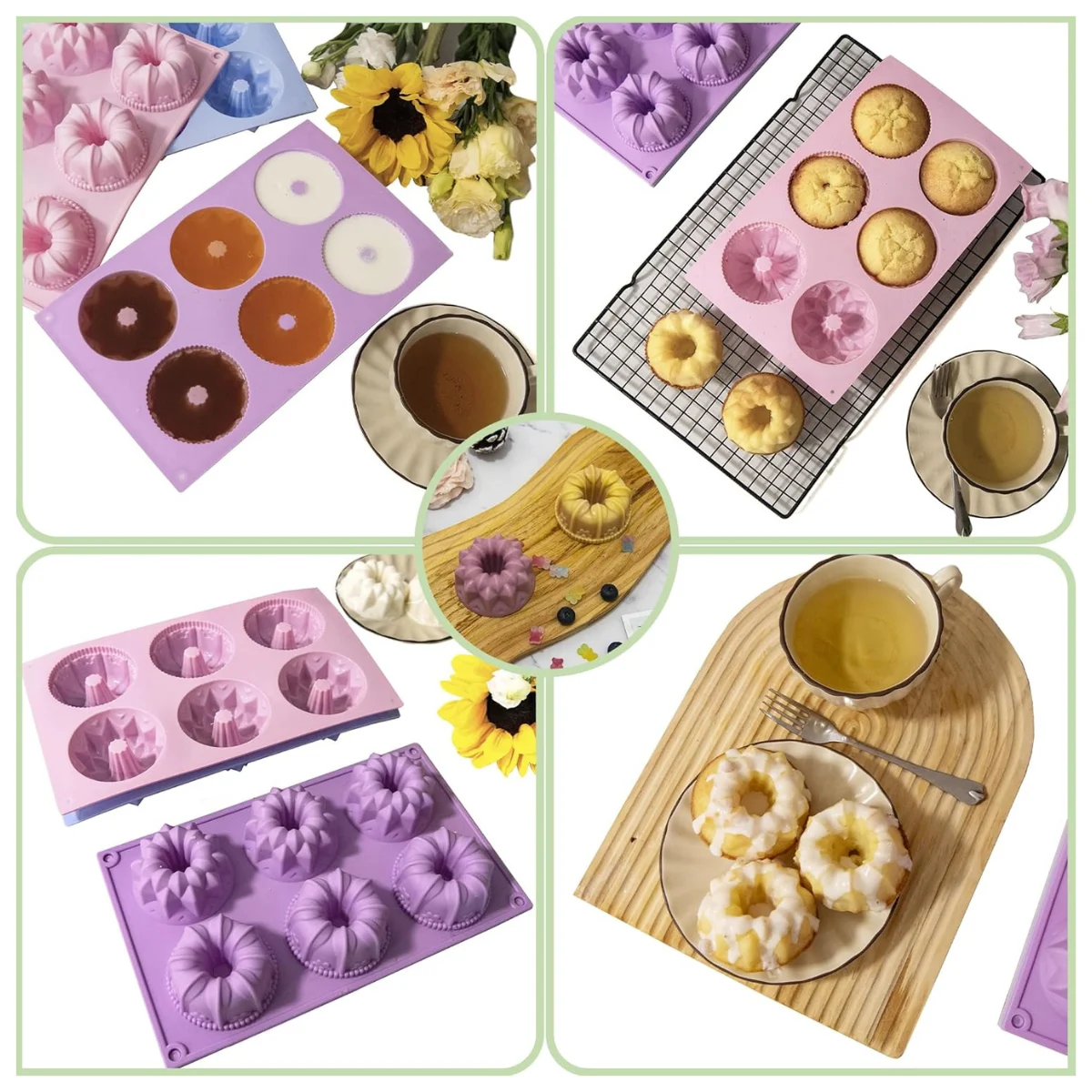 Moldes 6 Espacios Roscas Floral