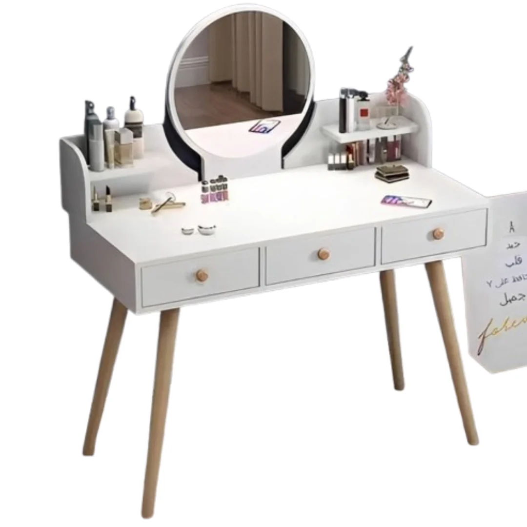 Organizador de maquillaje con espejo giratorio y luz LED