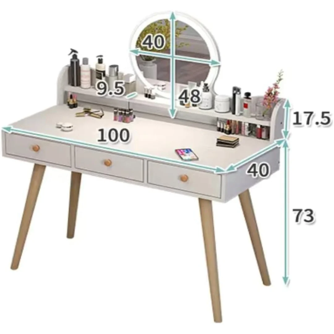 Organizador de maquillaje con espejo giratorio y luz LED - Imagen 4