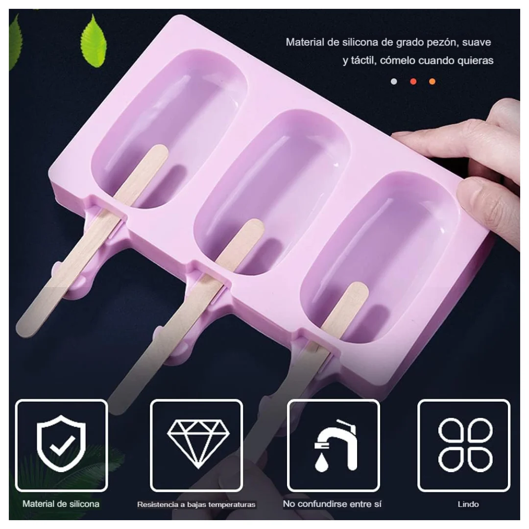 Molde de silicona para paletas heladas con 50 palitos - Imagen 4