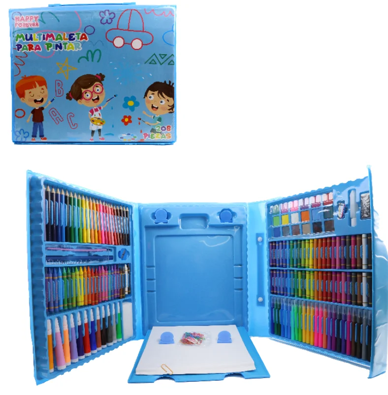 Set de arte y dibujo con estuche, 208 piezas