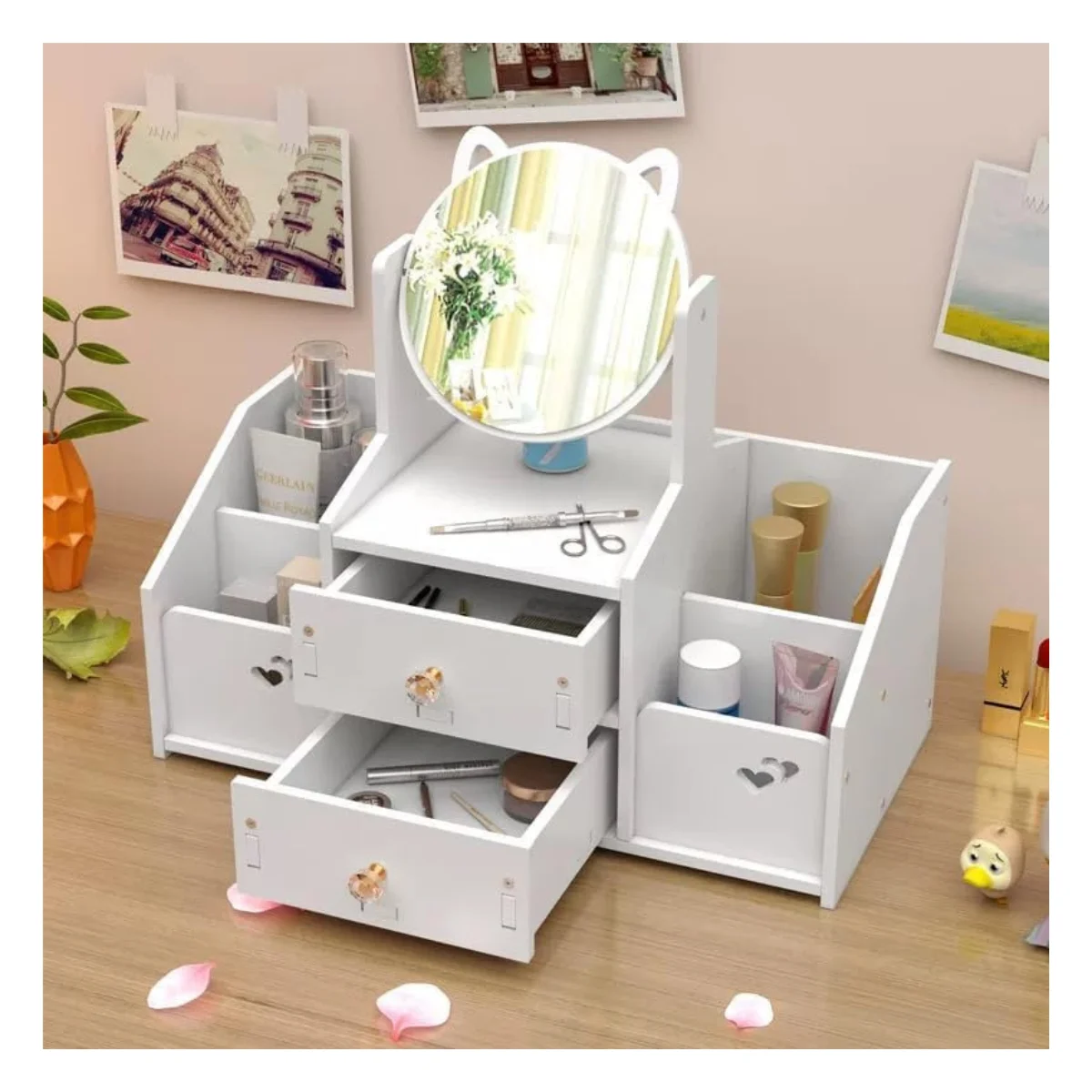 Organizador Maquillaje Espejo Giratorio - Imagen 3