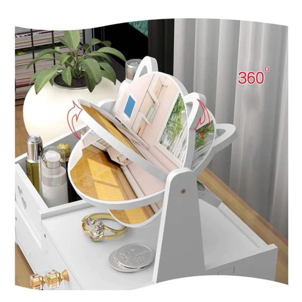 Organizador Maquillaje Espejo Giratorio - Imagen 2
