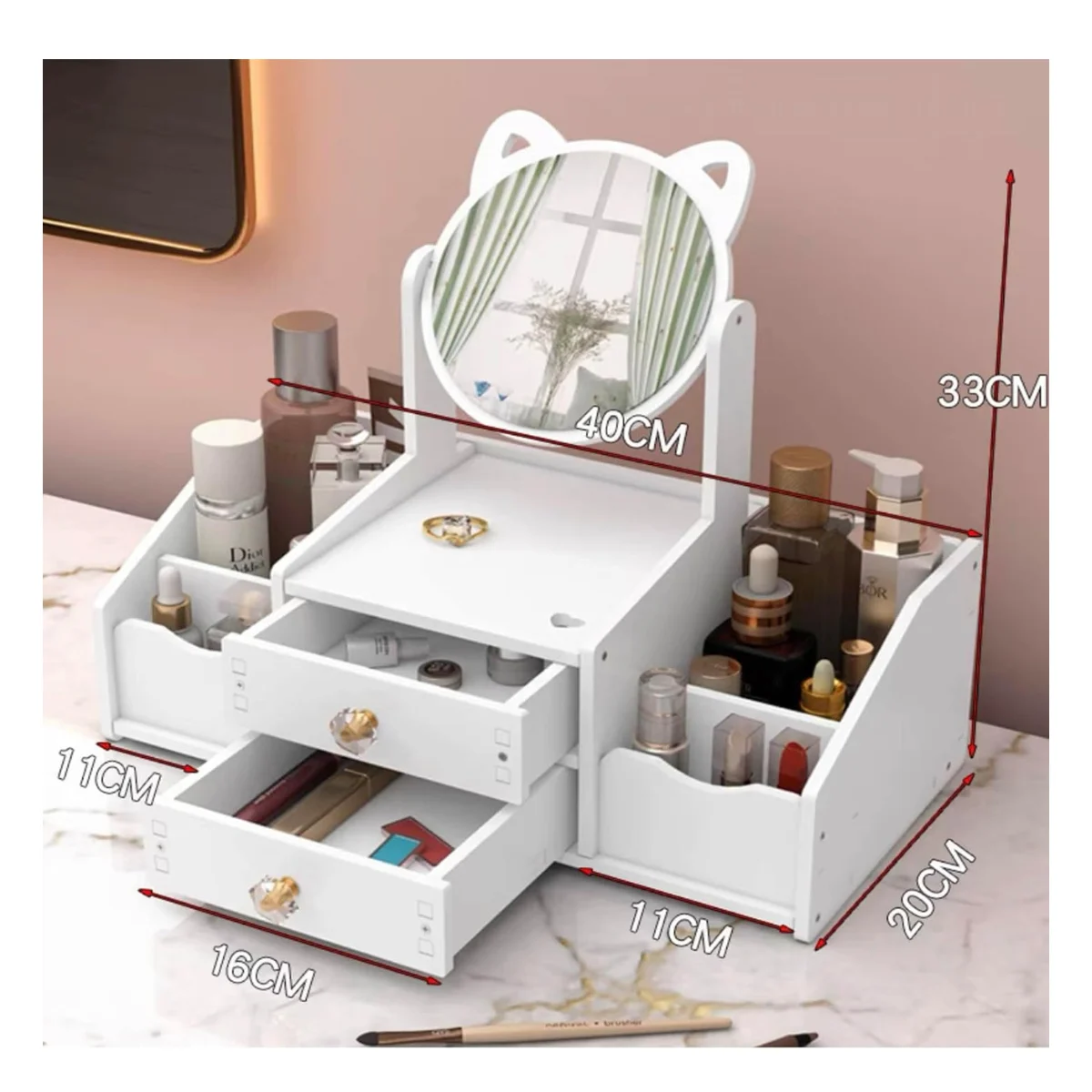 Organizador Maquillaje Espejo Giratorio - Imagen 4